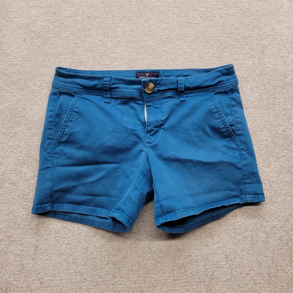 American Eagle Outfitters Women’s Size 2 Midi Stretch Chino Shorts Blue